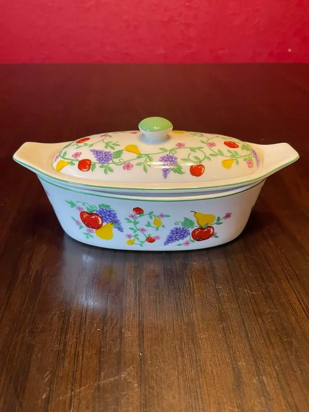 Cook Street Fruit Design Butter Boat Covered Dish